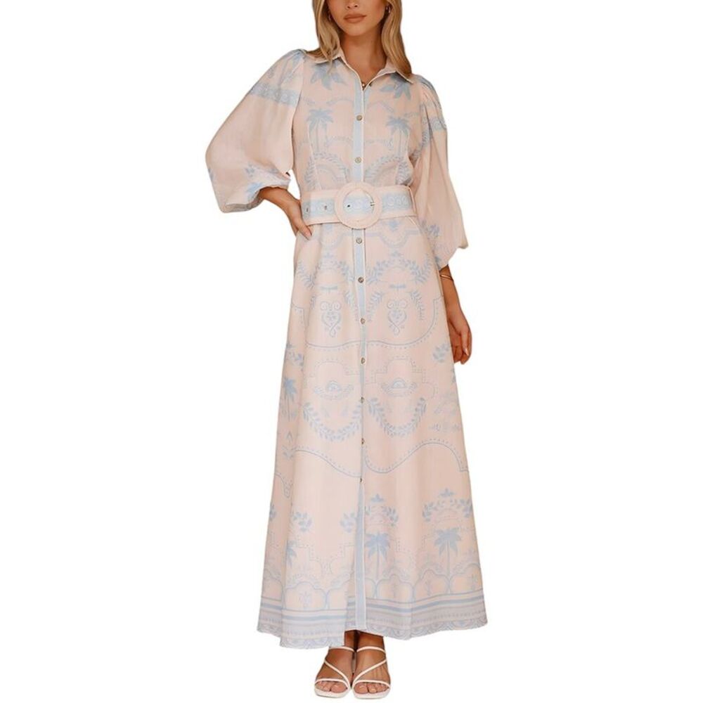 Amina Glam Womens  Linen-Blend Maxi Dress